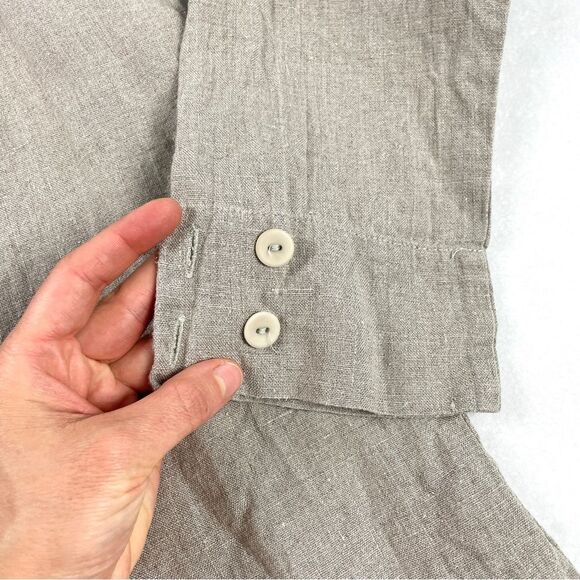FLAX Linen Button Down Shirt Jacket Top - Picture 5 of 9